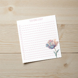 Watercolor Tulip To Do List Modern Boho Chic ノートパッド