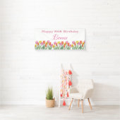 Watercolor Tulips 80th Birthday Party 横断幕 (インサイチュ)