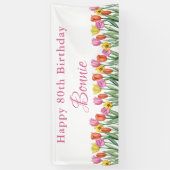 Watercolor Tulips 80th Birthday Party 横断幕 (縦)