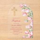 Watercolor Tulips Arch Baptism アクリル招待状 (正面)