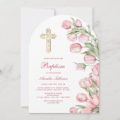 Watercolor Tulips Arch Baptism 招待状 (正面)