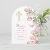 Watercolor Tulips Arch Baptism 招待状 (スタンド正面)