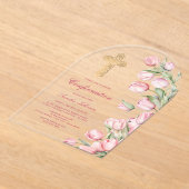 Watercolor Tulips Arch Confirmation アクリル招待状 (レイダウン)