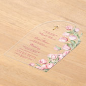 Watercolor Tulips Arch Religious Wedding アクリル招待状 (レイダウン)