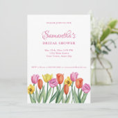 Watercolor Tulips Bridal Shower  招待状 (スタンド正面)