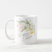 Watercolor Tulips & Daffodils Happy Easter  コーヒーマグカップ (左)