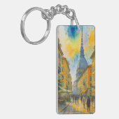 Watercolor Turin Italy – Mole Antonelliana City キーホルダー (正面左)