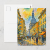 Watercolor Turin Italy – Mole Antonelliana City  ポストカード (正面/裏面)