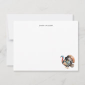 Watercolor Turkey Bird Personalized Flat サンキューカード (正面)