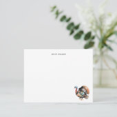 Watercolor Turkey Bird Personalized Flat サンキューカード (スタンド正面)