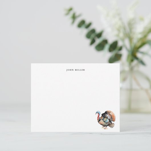 Watercolor Turkey Bird Personalized Flat サンキューカード (スタンド正面)