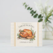 Watercolor Turkey Friendsgiving Invitation ポストカード (スタンド正面)