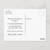 Watercolor Turkey Friendsgiving Invitation ポストカード (裏面)
