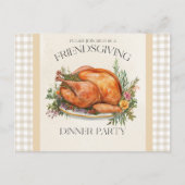 Watercolor Turkey Friendsgiving Invitation ポストカード (正面)