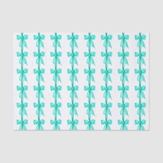 Watercolor Turquoise Coquette Bows 薄葉紙 (正面)