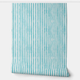 Watercolor Turquoise Pinstripes 壁紙