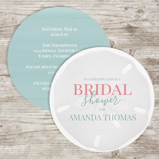 Watercolor Turquoise Seaside Sand Dollar Elegant I 招待状