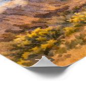 Watercolor Turtle flying on a magic cactus pad ポスター (角)