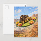 Watercolor Turtle flying on a magic cactus pad ポストカード (正面/裏面)