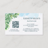  Watercolor Turtle Tropical Leaves 名刺 (裏面)