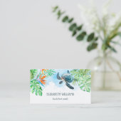  Watercolor Turtle Tropical Leaves 名刺 (スタンド正面)