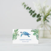  Watercolor Turtle Tropical Leaves 名刺 (スタンド正面)