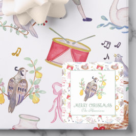 Watercolor Twelve Days of Christmas Gift Enclosure スクエアシール