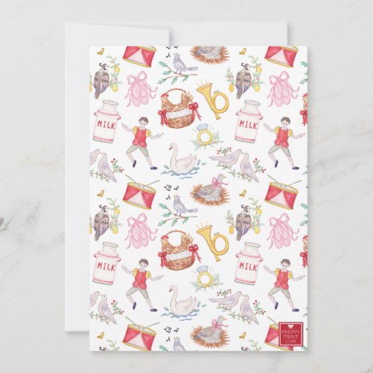 Watercolor Twelve Days of Christmas Party 招待状 (裏面)