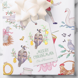 Watercolor Twelve Days of Christmas Personalized ギフトタグ