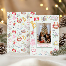 Watercolor Twelve Days of Christmas Photo シーズンカード