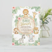 watercolor Twin Jungle Safari Animals Baby Shower 招待状 (スタンド正面)