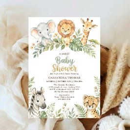 watercolor Twin Jungle Safari Animals Baby Shower 招待状