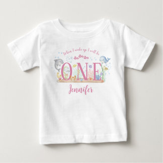 Watercolor Under the Sea Girl First Birthday Baby ベビーTシャツ