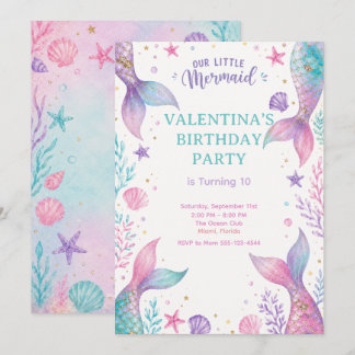 Watercolor Under The Sea Party Invite 招待状
