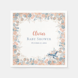 Watercolor Under the Sea Whale Baby Shower Napkins スタンダードカクテルナプキン