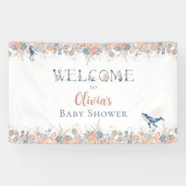 Watercolor Under the Sea Whale Baby Shower Welcome 横断幕