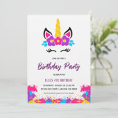 watercolor unicorn rainbow birthday invitation 招待状 (スタンド正面)