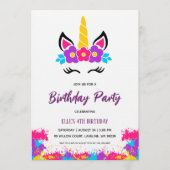 watercolor unicorn rainbow birthday invitation 招待状 (正面)