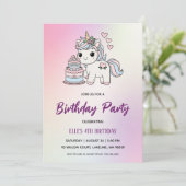 watercolor unicorn rainbow birthday invitation 招待状 (スタンド正面)