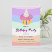 watercolor unicorn rainbow birthday invitation 招待状 (スタンド正面)
