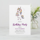watercolor unicorn rainbow birthday invitation 招待状 (スタンド正面)