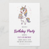 watercolor unicorn rainbow birthday invitation 招待状 (正面)