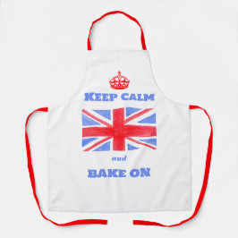 Watercolor Union Jack Keep Calm Bake On エプロン