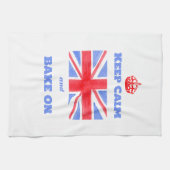 Watercolor Union Jack Keep Calm Bake On キッチンタオル (横)