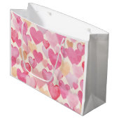 Watercolor Valentine Hearts ラージペーパーバッグ (正面アングル)