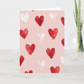 Watercolor Valentine Hearts Card カード (正面)