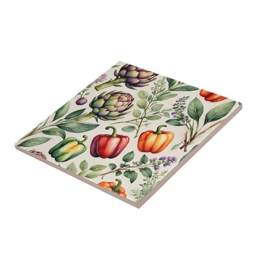 Watercolor Vegetable Garden Pattern タイル (側面)