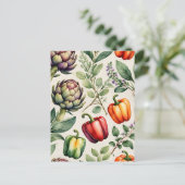 Watercolor Vegetable Garden Pattern ポストカード (スタンド正面)