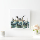 Watercolor Venice スクエア壁時計 (ホーム)