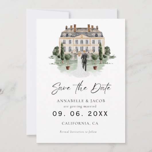 Watercolor Venue Wedding Save the Date セーブザデート (正面)